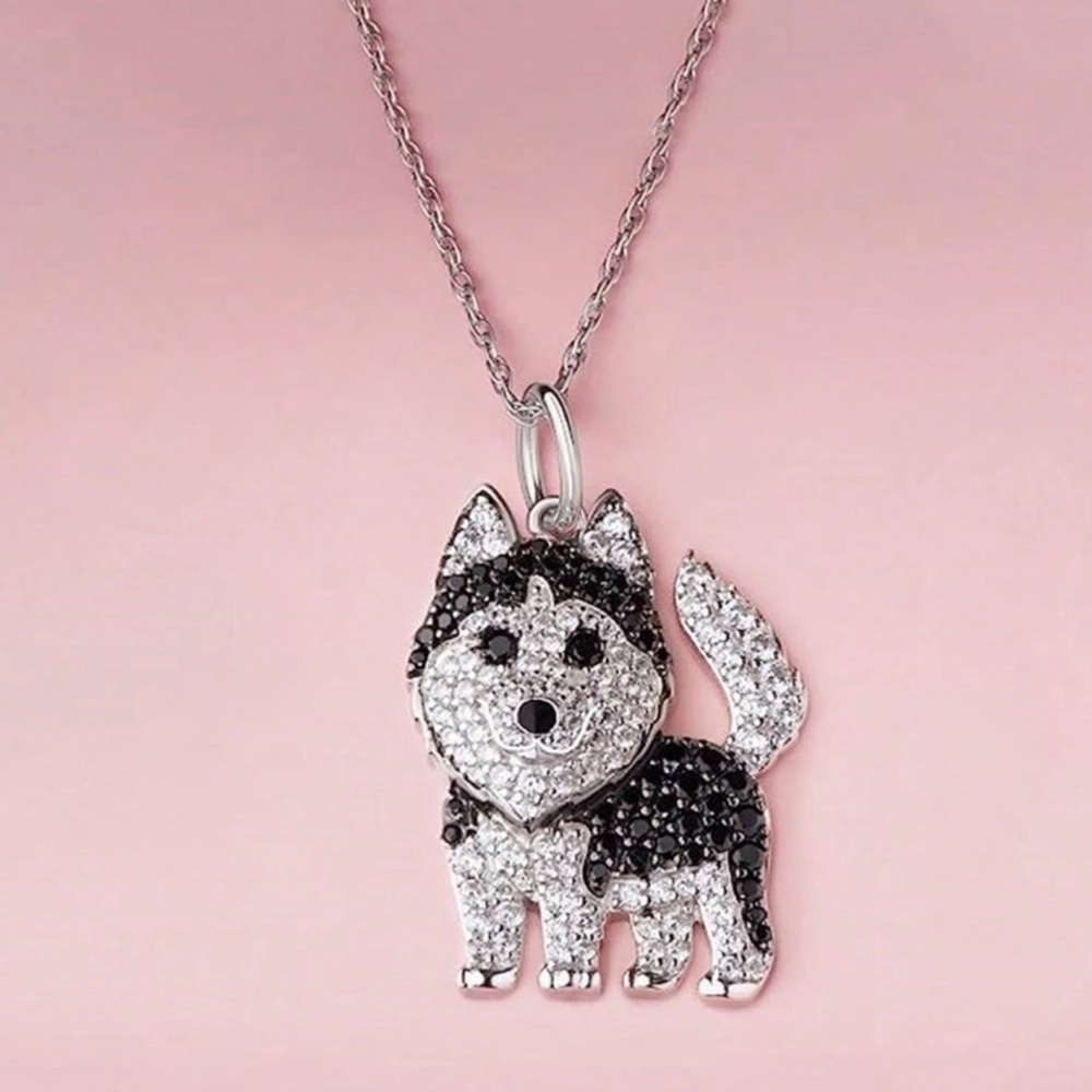 Husky Dog Rhinestone Necklace - Picture 2 of 4